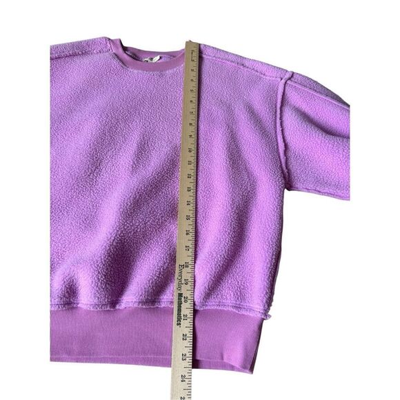 Anthropologie Pilcro Slouchy Crew Neck Sweatshirt size XXS Pink Sherpa Style - Picture 7 of 10